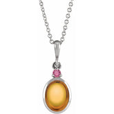 Platinum 5x3 mm Natural Citrine & Natural Pink Tourmaline 16-18" Necklace