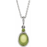 Sterling Silver 6x4 mm Natural Peridot 16-18" Necklace