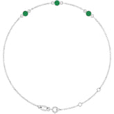 14K White Gold Natural Emerald Bezel-Set 3-Stone 6 1/2-7 1/2" Bracelet