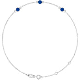 14K White Gold Natural Blue Sapphire Bezel-Set 3-Stone 6 1/2-7 1/2" Bracelet