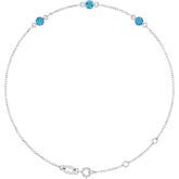 14K White Gold Natural Blue Zircon Bezel-Set 3-Stone 6 1/2-7 1/2" Bracelet