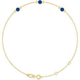 14K Yellow Gold Natural Blue Sapphire Bezel-Set 3-Stone 6 1/2-7 1/2" Bracelet