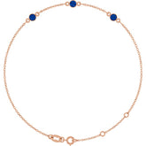 14K Rose Gold Lab-Grown Blue Sapphire Bezel-Set 3-Stone 6 1/2-7 1/2" Bracelet