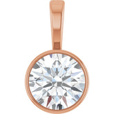 14K Rose Gold 5/8 CT Natural Diamond Bezel-Set Solitaire Pendant