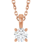 14K Rose Gold 1/4 CT Lab-Grown Diamond 18" Necklace