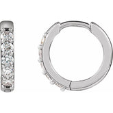 14K White Gold 1/4 CTW Natural Diamond Hinged 12.5 mm Hoop Earrings