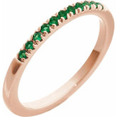 10K Rose Gold Natural Emerald Stackable Ring