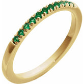 10K Yellow Gold Lab-Grown Emerald Stackable Ring