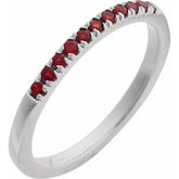 10K White Gold Natural Mozambique Garnet Stackable Ring
