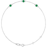 Sterling Silver Lab-Grown Emerald Bezel-Set 3-Stone6 1/2-7 1/2" Bracelet