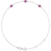 Sterling Silver Natural Pink Tourmaline Bezel-Set 3-Stone 6 1/2-7 1/2" Bracelet