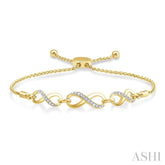 1/20 Ctw Triple Infinity Link Round Cut Diamond Lariat Bracelet in Yellow Gold Vermeil