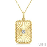 1/20 Ctw Rectangle Fluted Medallion Round Cut Diamond Pirouette Pendant With Chain in Yellow Gold Vermeil