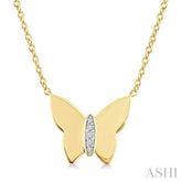1/20 Ctw Butterfly Round Cut Diamond Fashion Pendant With Chain in Yellow Gold Vermeil