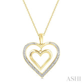 1/50 Ctw Twin Heart Round Cut Diamond Pendant With Chain in Yellow Gold Vermeil
