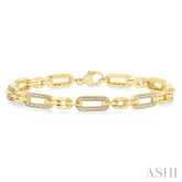 1/6 Ctw Round Cut Diamond Paperclip Bracelet in Yellow Gold Vermeil