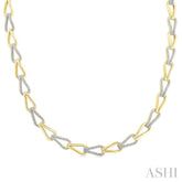 1/4 Ctw Round Cut Diamond Bold Knot Link Fashion Necklace in Yellow Gold Vermeil