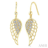 1/20 Ctw Round Cut Diamond Angel Wings Diamond Earrings in Yellow Gold Vermeil