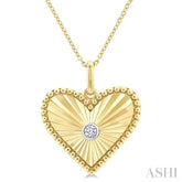1/20 Ctw Heart Fluted Medallion Round Cut Diamond Pirouette Pendant With Chain in Yellow Gold Vermeil
