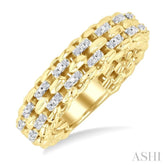 1/10 Ctw Bold Cable Chain Inspired Weave Circle Round Cut Diamond Ring in Yellow Gold Vermeil