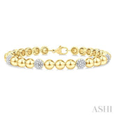 6 MM Bold Bead and 1/5 Ctw Round Cut Bead Bijoux Diamond Fashion Bracelet in Yellow Gold Vermeil