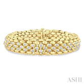 1/4 Ctw Bold Weave Hollow Cylindrical Design Round Cut Diamond Fashion Bracelet in Yellow Gold Vermeil