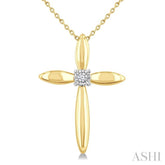 1/50 Ctw Single Cut Diamond Fashion Cross Pendant With Chain in Yellow Gold Vermeil