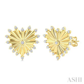 1/5 Ctw Round Cut Diamond Pirouette Heart Fluted Fashion Earrings in 10K Yellow Gold