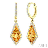 12X5 MM Evoque Gemstones Kite Shape Citrine and 1/3 Ctw Round Cut Diamond Semi-Precious Earrings in 10K Yellow Gold