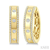 1/2 Ctw Flush Set Round Cut Diamond Fashion Huggie Earrings in 14K Yellow Gold