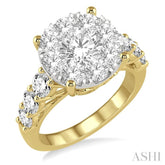 2 Ctw Round Cut Lovebright Diamond Ring in 14K Yellow and White Gold