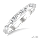 1/20 Ctw 3-D Geometric Shape Round Cut Diamond Stackable Fashion Band in 14K White Gold