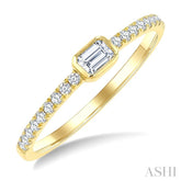 1/3 Ctw Bezel Set Emerald and Round Cut Diamond Luna Bezel Fashion Ring in 14K Yellow Gold
