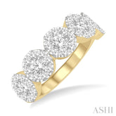 1 1/2 Ctw 5-Stone Lovebright Round Cut Diamond Band in 14K Yellow and White Gold