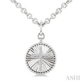 1/10 Ctw Latin Cross Round Cut Diamond Pirouette Round Fluted Medallion Fashion Pendant With Chain in Sterling Silver