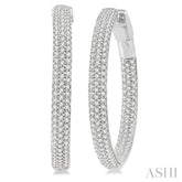 1 Ctw Close Knit Round Cut Diamond Hoop Earring in 14K White Gold