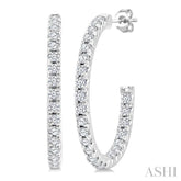 1/3 Ctw French Pave Set Round Cut Diamond Fashion Half Hoop Earring in 14K White Gold