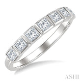 3/4 Ctw East-West Set Princess Cut Bezel Diamond Stackable Fashion Band in 14K White Gold