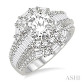 1 7/8 Ctw Diamond Semi-Mount Engagement Ring in 14K White Gold