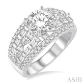 1 1/5 Ctw Diamond Semi-Mount Engagement Ring in 14K White Gold