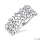 1 1/2 Ctw Triple Row Round Cut Diamond Fashion Band in 14K White Gold