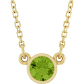 14K Yellow Gold Natural Peridot Solitaire 16" Necklace