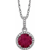 Sterling Silver Lab-Grown Ruby & .01 CTW Natural Diamond 18" Necklace