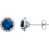 Sterling Silver Lab-Grown Blue Sapphire & .01 CTW Natural Diamond Earrings