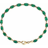 14K Yellow Gold Lab-Grown Emerald 7 1/4" Bracelet