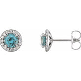 14K White Gold 5 mm Natural Aquamarine & 1/8 CTW Natural Diamond Earrings