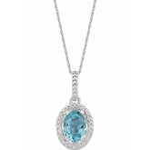 Sterling Silver Natural Sky Blue Topaz & .01 CTW Natural Diamond 18" Necklace