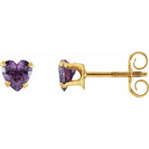 14K Yellow Gold Natural Amethyst Youth Stud Earrings