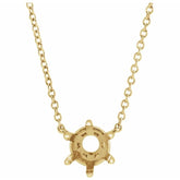 14K Yellow Gold 6.5 mm Round Solitaire 18" Necklace Mounting