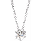 14K White Gold 1/2 CT Lab-Grown Diamond Solitaire 16-18" Necklace